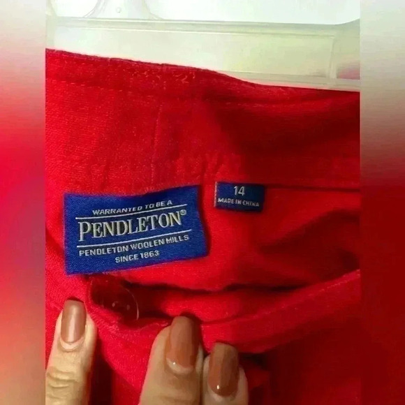 Pendleton Linen Blend Red Pants Size 14 - Picture 4 of 6